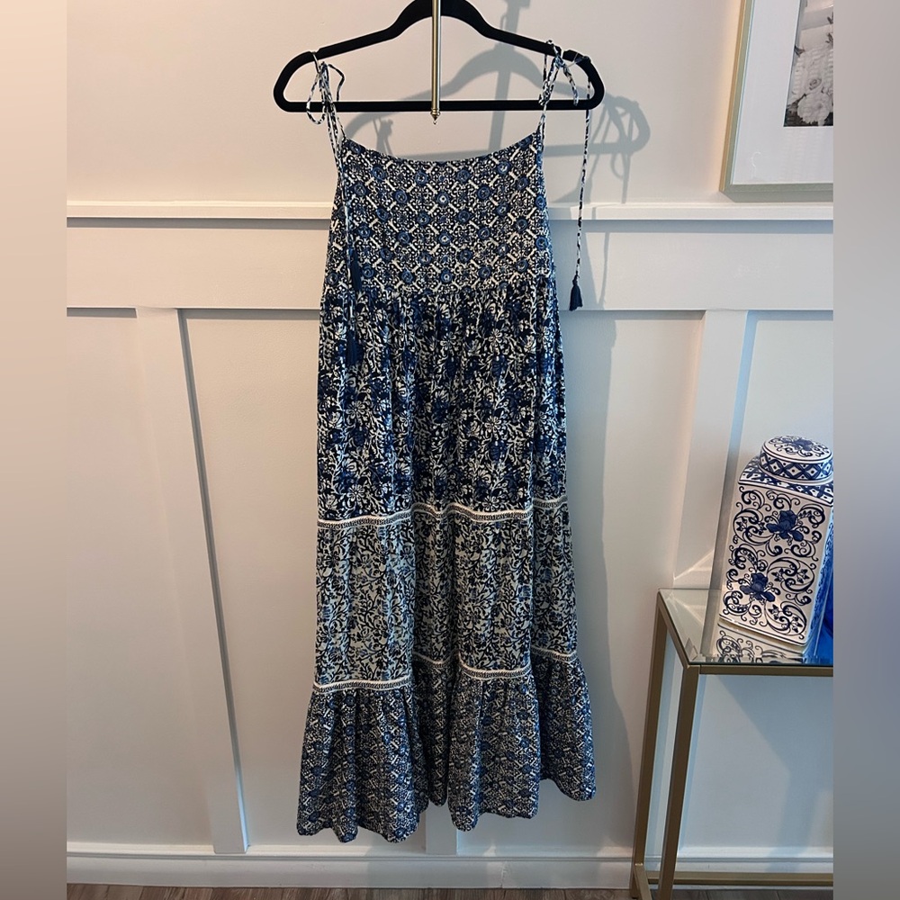 Sadie & Sage Shoulder Tie Blue Midi Dress